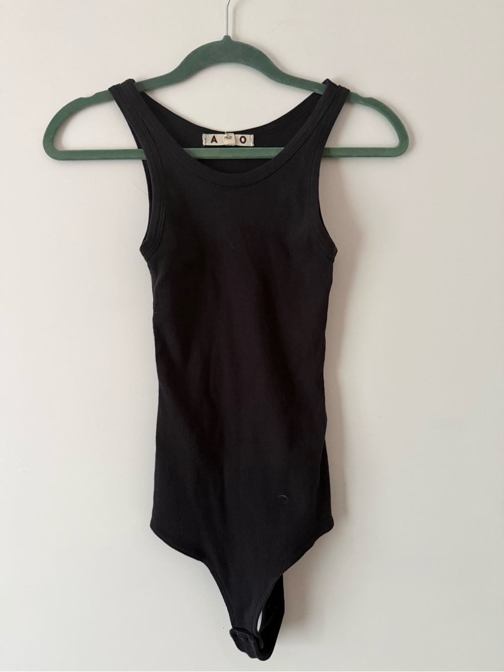 AMO Black Ribbed Tank-Style Bodysuit size xs